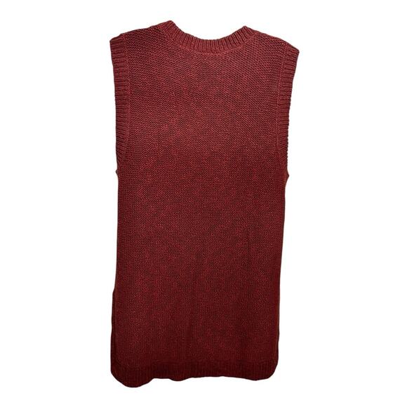 Ann Taylor LOFT Sleeveless Sweater Sz XL Rust Neutral Chunky Vest Long Top New - Picture 4 of 7